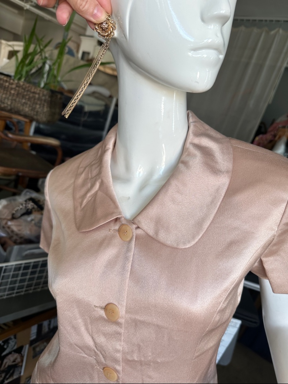 1990 Spring Summer Preppy Jacket Short sleeve Pastel Powder Lined sz 2/4 Satin - Picture 3 of 11